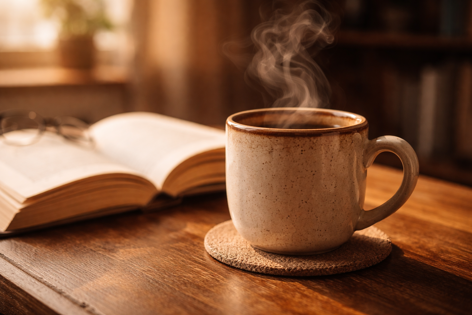 Kahve fincanı ve kitap sayfaları