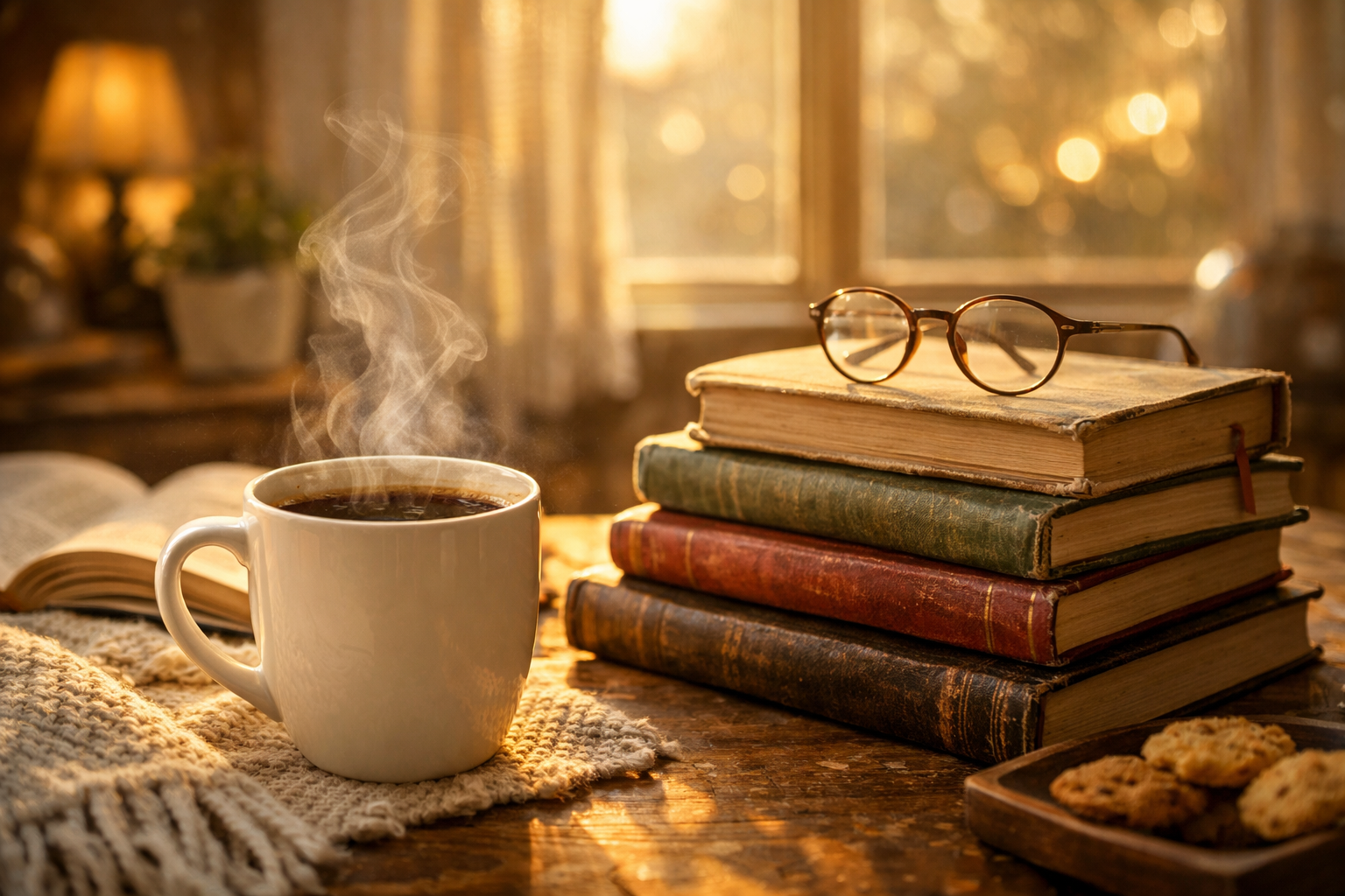 Kitap ve kahve fincanı